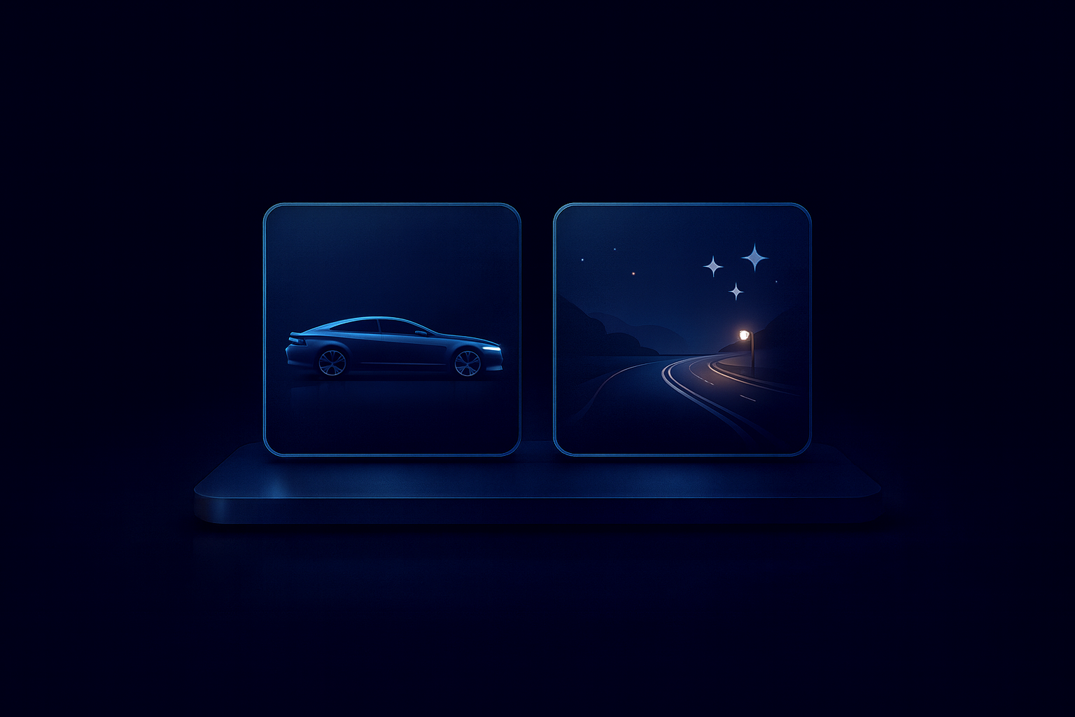 Night-drive scene with car silhouette representing Velosophy